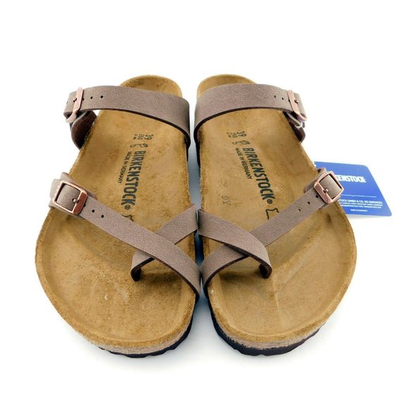 New BIRKENSTOCK Logo Buckle Brown Sandals EU39/US8 - Picture 2 of 5